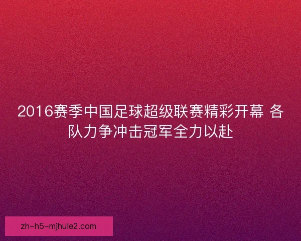 2016赛季中国足球超级联赛精彩开幕 各队力争冲击冠军全力以赴
